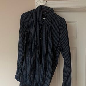 RW&CO. Navy and Black Vertical Stripe Dress Shirt